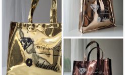 Tas tote bag bahan premium glossy gold custom logo