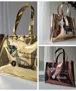 Tas tote bag bahan premium glossy gold custom logo