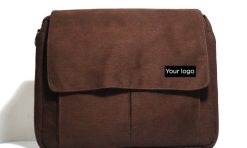 Tas slempang bahan kanvas untuk promosi dengan custom logo embos